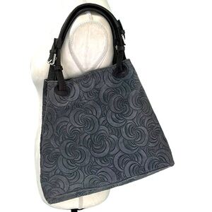 Massimo Castelli Italian Leather Grey Suede Swirl Tooled Crossbody Shoulder Bag
